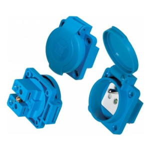 Gniazdo wtyczkowe tablicowe z uziemieniem VZ – 16A (250V) niebieskie