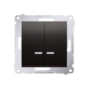 SIMON54 Łącznik świecznikowy z podświetleniem LED i do wersji IP44 (moduł) 10AX, 250V~, szybkozłącza; czarny mat *Posiada wkładkę DU1W