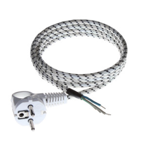 Przewód przyłączeniowy w oplocie bawełnianym, długość 2 mb, IP44 z wtyczką prostą 2p+Z, przekrój 3x0,75mm2, PP-S-15/2M/3X0,75/BAWEŁNA; T-07279, PLASTROL