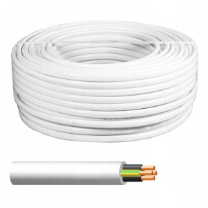 YDY4x2,5żo 450/750V przewód instalacyjny okrągły biały (żyły : ŻO, SZ, BR, CZ); ELPAR