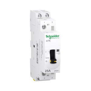 Stycznik modułowy 25A 2NO 50/60Hz 230/240VAC z ręcznym sterowaniem, bez możliwości rozbudowy, Acti9 iCTK50r-25-20-230 25A 2NO 50/60Hz 230/240VAC; A9C41225, SCHNEIDER ELECTRIC