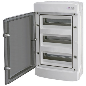 Rozdzielnica modułowa natynkowa PV 3x12M 36 modułów, UV 1500VDC IP65, drzwi transparentne, (N-dzielona), ECH-36PT-s; 001101080, ETI POLAM
