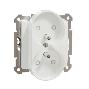 Sedna Elements Gniazdo podwójne z uziemieniem 16A 2x2P+PE z przesłonami torów, do ramek Elements, białe; SDD111271, SCHNEIDER ELECTRIC
