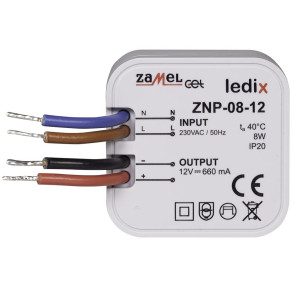 ZNP-08-12 zasilacz LED dopuszkowy 12VDC 8W; LDX10000028, ZAMEL