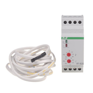 Regulator temperatury z sondą w kmplecie, zakres regulacji temp.: 4÷30°C, styki: 1P, I=16A, 2 moduły/ RT-820; F&F