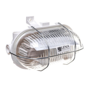 Oprawa kanałowa z siatką stalową OVAL 60 SIMETAL 60W E27 230V IP44 Kl.II, biała; 321177/EU, LENA LIGHTING