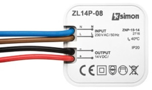 Simon54 Zasilacz LED dopuszkowy 14V DC 8W; ZL14P-08, KONTAKT-SIMON