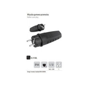 Wtyczka gumowa przenośna 250V 16A IP44 LUX