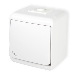 JUNIOR Łącznik schodowy natynkowy hermetyczny IP54 10A 250V, biały; WHE-3 KARLIK