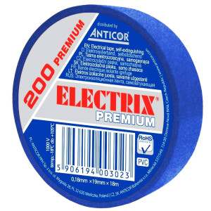 Taśma izolacyjna ELECTRIX 200 PREMIUM 19x18 niebieski odporna na temp.-18 stopni C