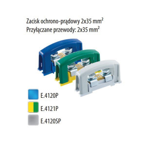 Zacisk ochronny 2x35, żółto-zielony z pokrywą