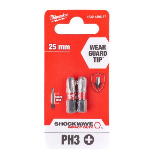 Bit udarowy Phillips PH3 x 25mm 2szt Shockwave Impact Duty MILWAUKEE