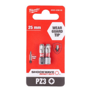 Bit udarowy Pozidriv PZ3 x 25 mm 2 szt. Shockwave Impact Duty™ [MILWAUKEE]