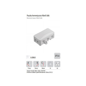 Puszka natynkowa hermetyczna 45x90x40mm IP54, klik, szara; A.0063, PAWBOL
