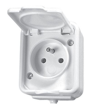 Cedar Gniazdo natynkowe hermetyczne pojedyncze z uziemieniem 2P+PE 16A IP44, białe; NT130H01, SCHNEIDER ELECTRIC