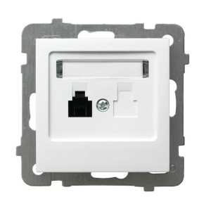 AS Gniazdo telefoniczne pojedyncze RJ11, białe; GPT-1G/m/00, OSPEL