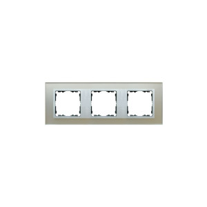 SIMON82 Ramka 3-krotna Nature-szkło, Srebrna / pierścień aluminium mat
