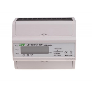 Licznik energii elektrycznej 3-fazowy przekładnikowy 200/5A z wyświetlaczem LCD, do pomiaru półpośredniego