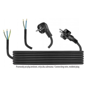 Przewód przyłączeniowy H05RR-F OW3x1,5 - 3m, wtyczka prosta