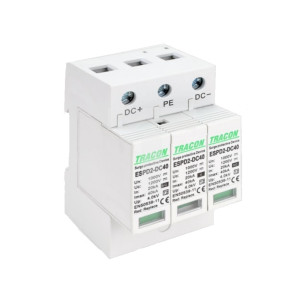 Ogranicznik przepięć DC, T2, klasy C, wymienne wkładki 1200V In:20kA Imax40kA Up:4kV