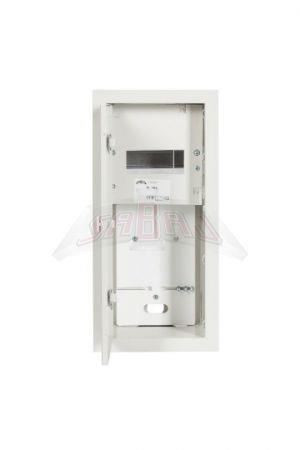 Szafka licznikowa podtynkowa metalowa, 1 licznik 1-fazowy elektroniczny + 6 modułów 1x6M, z zamkiem i szybką, IP31 180x430x120mm, biała, RL 1F 6E ZSZ; 2-060E, SABAJ