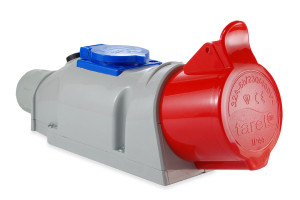 Gniazdo izolacyjne stałe 32A 400V 5P w zestawie z gniazdem 16A 230V IP44, KOMBI; 177 TAREL