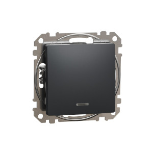 Sedna Design & Elements Łącznik 1-biegunowy z podświetleniem, czarny antracyt; SDD114101L, SCHNEIDER ELECTRIC