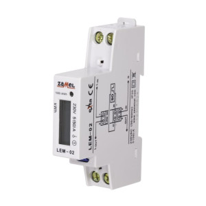 Licznik energii elektrycznej, cyfrowy LCD 1-fazowy 50A, 230V, 1M, LEM-02; EXT10000033, ZAMEL