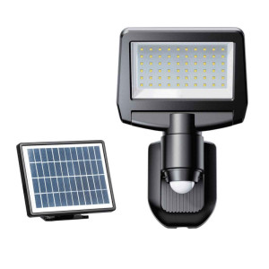 Naświetlacz LED z czujnikiem ruchu PIR z panelem SOLAR 10W 1100lm, 4000K neutralna biel, IP44 czarny, TOMI SOLAR; GXSO015, GREENLUX