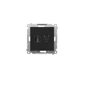 SIMON55 Gniazdo HDMI + RJ45 kat.6. (moduł); Czarny mat