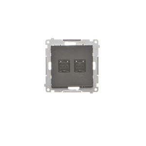 SIMON 55 Gniazdo komputerowe podwójne RJ45 kategoria 6 z przesłoną przeciwkurzową, moduł, czarny mat; T62.01/149