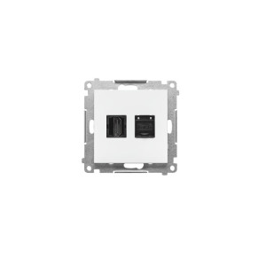 SIMON55 Gniazdo HDMI + RJ45 kat.6. (moduł); Biały mat