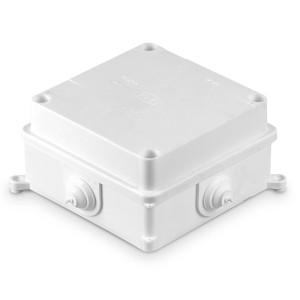 Puszka natynkowa instalacyjna odgałęźna, czterowlotowa, z dławicami typu D-25 IP44, z dławicami typu "korytko" IP20, wymiary: 125x125x70mm, PK-5 BIAŁY; T-11118, PLASTROL