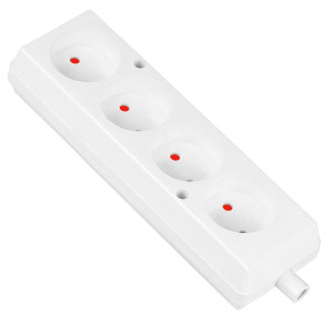Gniazdo przedłużacza przenośne czterokrotne bez uziemienia 4x2P 16A 250V, rozbieralne, GN-460 BIAŁY; T-10473, PLASTROL