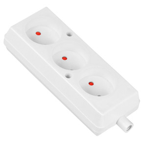 Gniazdo przedłużacza przenośne potrójne bez uziemienia 3x2P 16A 250V, rozbieralne, GN-360 BIAŁY; T-10467, PLASTROL