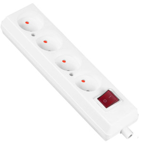 Gniazdo przedłużacza przenośne czterokrotne bez uziemienia z wyłącznikiem 4x2P 16A 250V, rozbieralne, GN-460WS BIAŁY; T-10488, PLASTROL