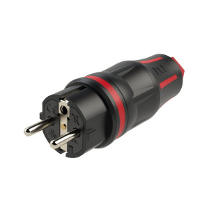 Wtyczka gumowa jednofazowa 16A 2P+Z 230V IP54 pełna guma czarno-czerwona, TopTaurus2; 05721-SR PCE