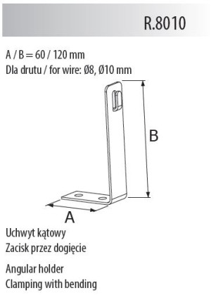 Uchwyt kątowy (zacisk przez zgięcie) L=60mm, h=120mm, ocynk ogniowy; R.8010, PAWBOL