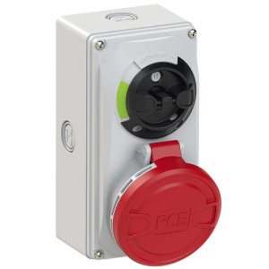 Gniazdo stałe 32A 5P 400V IP44 z rozłącznikiem zał-wył 0-1 z blokadą mechaniczną; 6125-6 PCE