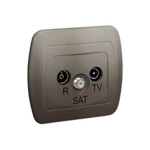 SIMON AKORD Gniazdo antenowe R-TV-SAT końcowe; może być użyte jako gniazdo zakończeniowe do gniazd przelotowych R-TV-SAT, aluminium metalizowane; AAS/26, KONTAKT-SIMON