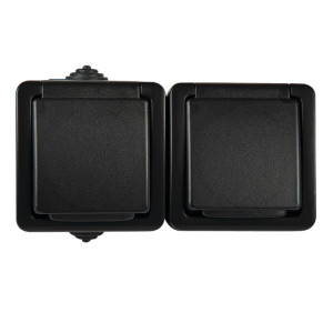 TEKNO 05-1254-141 cz gniazdo FRx2 podwójne czarne z ochrona styków