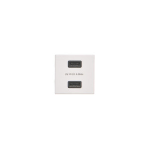 USB ładowarka K45 (45x45) gniazdo typ A 5V/2,1A; czysta biel