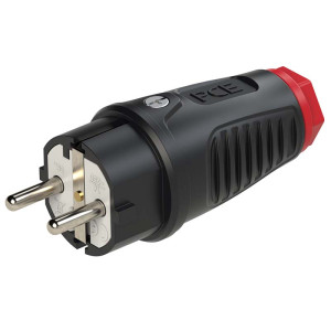 Wtyczka gumowa jednofazowa 16A 2P+Z 230V SCHUKO VDE IP54 guma-poliamid, TAURUS2; 0511-SR PCEWtyczka Jednofazowa Gumowa 10/16A 2P+Z Wtyczka z zabezpieczeniem bocznym VDE gumowa