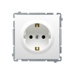 BASIC Gniazdo wtyczkowe z uziemieniem Schuko (moduł), 16A, 250V~, zaciski śrubowe; białe