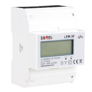 Licznik energii elektrycznej, cyfrowy LCD 3-fazowy 100A, 4M, LEM-30; EXT10000235 ZAMEL