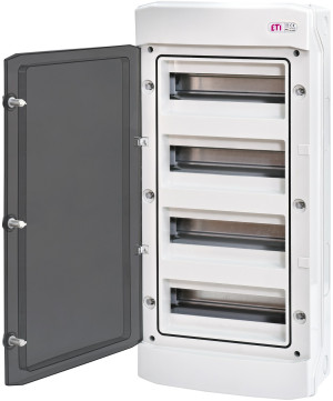 Rozdzielnica natynkowa PV 48 modułów IP65, drzwi transparentne, (N-dzielona), ECH-48PT-s; 001100306, ETI POLAM