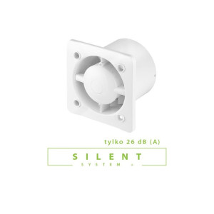 Wentylator łazienkowy korpus SILENT KWS100 SYSTEM+ fi.100, 5W 75m3/h, cichy 26dB(A), łożysko kulkowe, biały