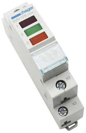 Lampka sygnalizacyjna LED czerwona+zielona+pomarańczowa 230VAC; SVN129 HAGER