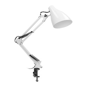 Lampa biurkowa przykręcana, 60W, E27, stalowa, biała DIAN