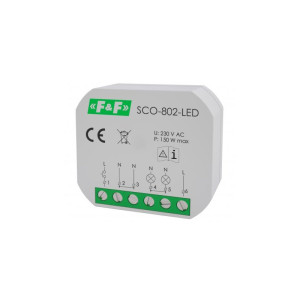 Ściemniacz oświetlenia do źródeł światła LED, z pamięcią ustawień natężenia oświetlenia, z funkcją Softstart; SCO-802-LED, F&F